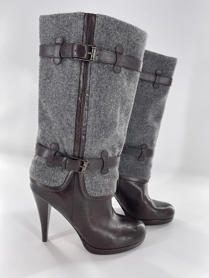 Cole Haan Air Kennedy Botas con Hebilla Talla 8.5 Marrón Gris Tacones Altos $398 Foto 2 de 4