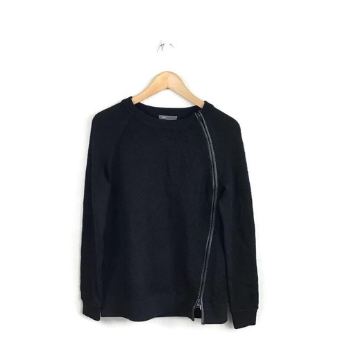 Black Knit Front Zipper Pullover Jumper 