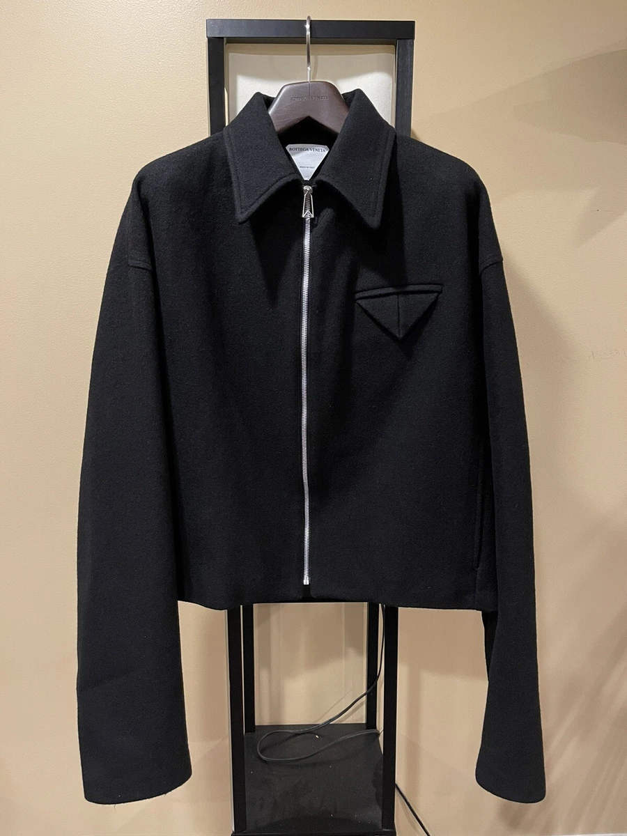 Bottega Veneta FW20 Black Twill Crop Wool Bomber Jacket