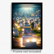 Pixel Art Poster - Upbeat Cemetery (8 Bit Psychedelic Trippy Video Game Print)
