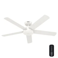 Hunter Fan 52 in Casual Fresh White Ceiling Fan with Remote Control and No Light