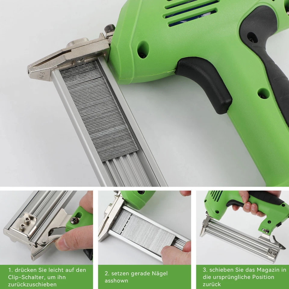 2000W Elektrischer Nagelpistole Tacker Klammer Gerader Tacker Set Holzbearbei - Bild 3 von 4