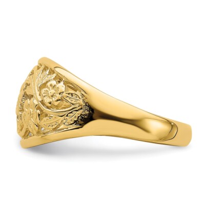 14K Yellow Gold Floral Dome Ring Size 7 Gift for Women 2.45 gram