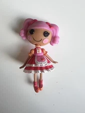 Lalaloopsy Mini Doll 3” Pink Hair Red And White Dress Black Button Eyes