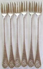 6 ANTQ GORHAM NO.2-SF "BACCHUS" STERLING SILVER COCKTAIL SEAFOOD FORKS EX-COND