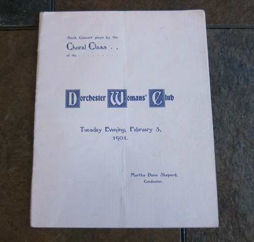 1901 Dorchester MA Womans Club Choral Class Program