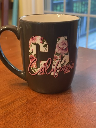 CA California floral Coffee Tea Mug Cup - Picture 2 of 2