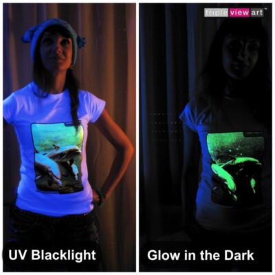 WOMENS T-SHIRT UV-Blacklight Glow-In-The-Dark Psychedelic Psy Goa Trance Club