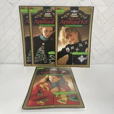 Lot Of 4 Vintage Tulip Treasures Iron On Applique Kit 90s Ugly Christmas Sweater