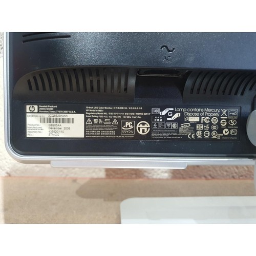 HP W1907V HSTND-2261-F LCD Color Monitor Black Silver 19" WideScreen Table Mount - Picture 14 of 22