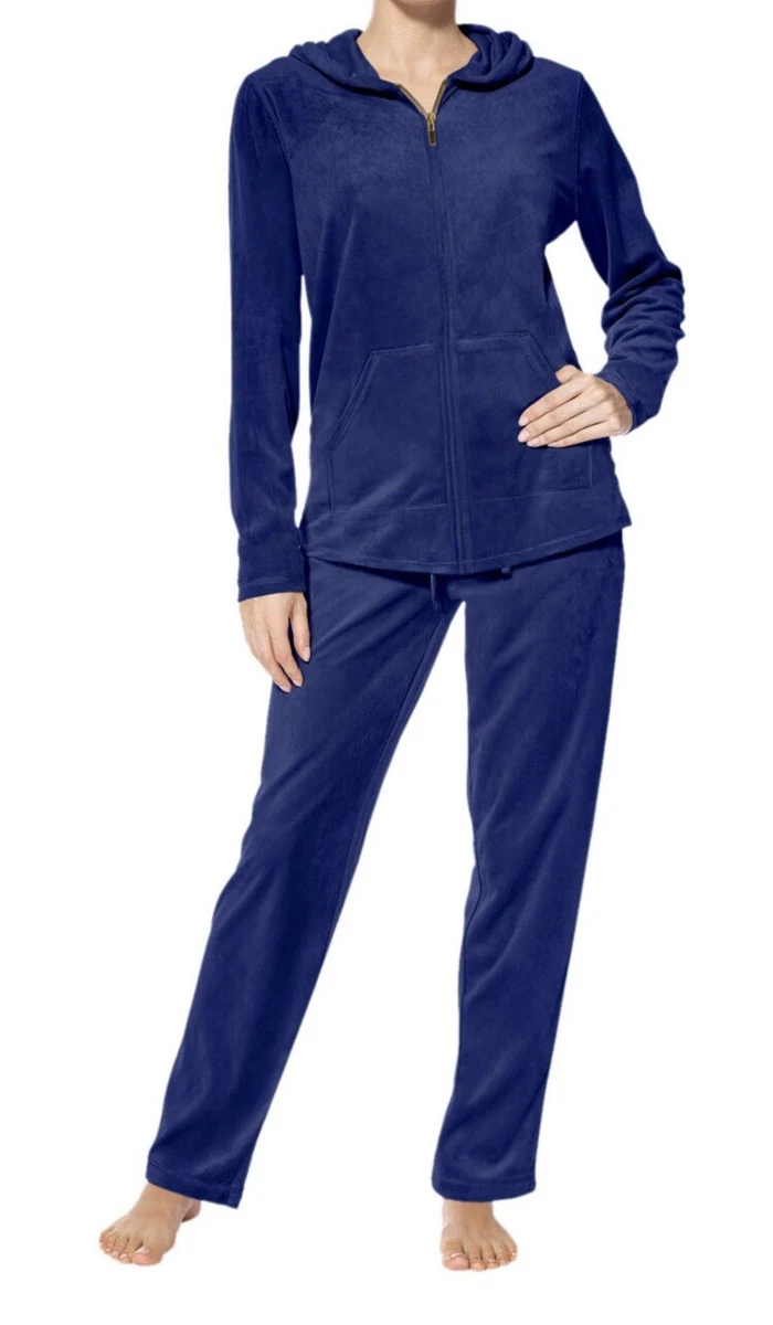 Hue 2 Pc Velvet Velour Hoodie Lounge Jacket Pants Set Choose Color Size