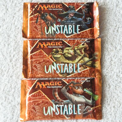 MTG: 3 UNSTABLE Factory Sealed Boosters from Box 1 of Each Art