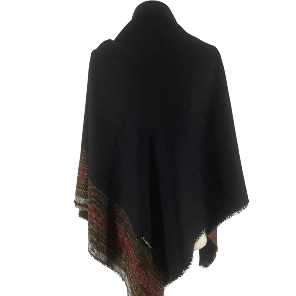 Винтажная шерстяная разноцветная полосатая шаль Emanuael Ungaro 60 дюймов x 60 дюймов - Изображение 4 из 4