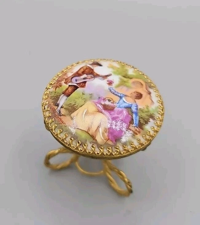 Mesa y sillas muebles miniatura para casa de muñecas Jean Feuillade Limoges Francia 4 piezas Foto 2 de 4