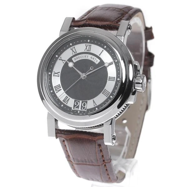 Breguet — Breguet Marine 2 5817 40mm SS Black / Silver Dial Automatic Date Watch #C1518