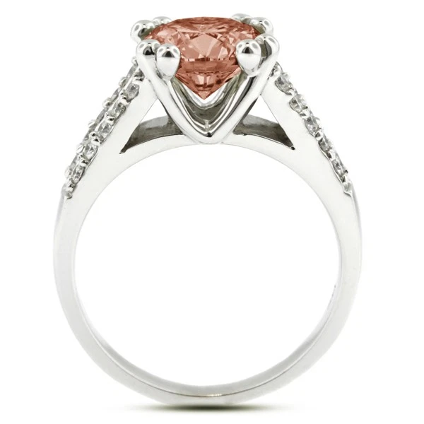 Anillo de diamantes naturales brillantes redondos SI1 rojo de 1,12 quilates con diamantes laterales Foto 4 de 4