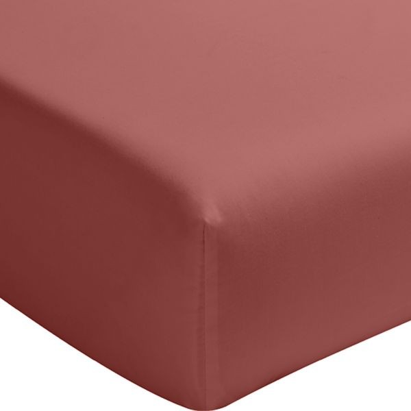 Drap housse 140x190 cm percale lavée vieux rose : fini le drap qui glisse