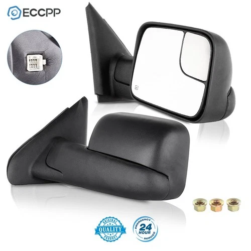 Tow Mirrors For 02-08 Dodge Ram 1500 03-09 Ram 2500/3500 Power Heated Flip up