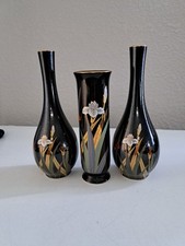 Set of 3 Otagiri Black Iris Bud Vases Japan 