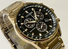 OROLOGIO CITIZEN AT2398-72E UOMO ORO ROSA TACHIMETRO ECO-DRIVE QUADRANTE CRONO NERO