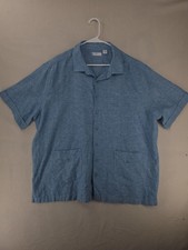 Cafe Luna Shirt Mens 2XL Blue Linen Cotton Sh...