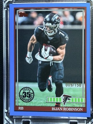 Topps 2026 Bijan Robinson Topps 35th Anniversary Blue #91TF-6 Falcons 009/150