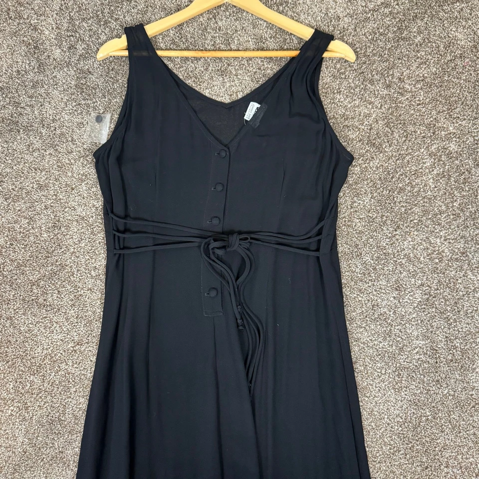 Maxi Vestido De Colección Johnny Was Para Mujer Talla Grande Negro Transparente Botón Atado Atrás Foto 4 de 4