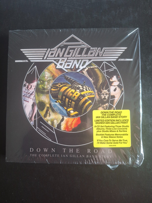 GILLAN/ IAN GILLAN BAND DOWN THE ROAD 8 X CD BOX SET & SIGNED