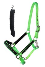 Nylon Horse Nylon Padded Halter with SS Hardware Lead Rope Tack 606162NGCH