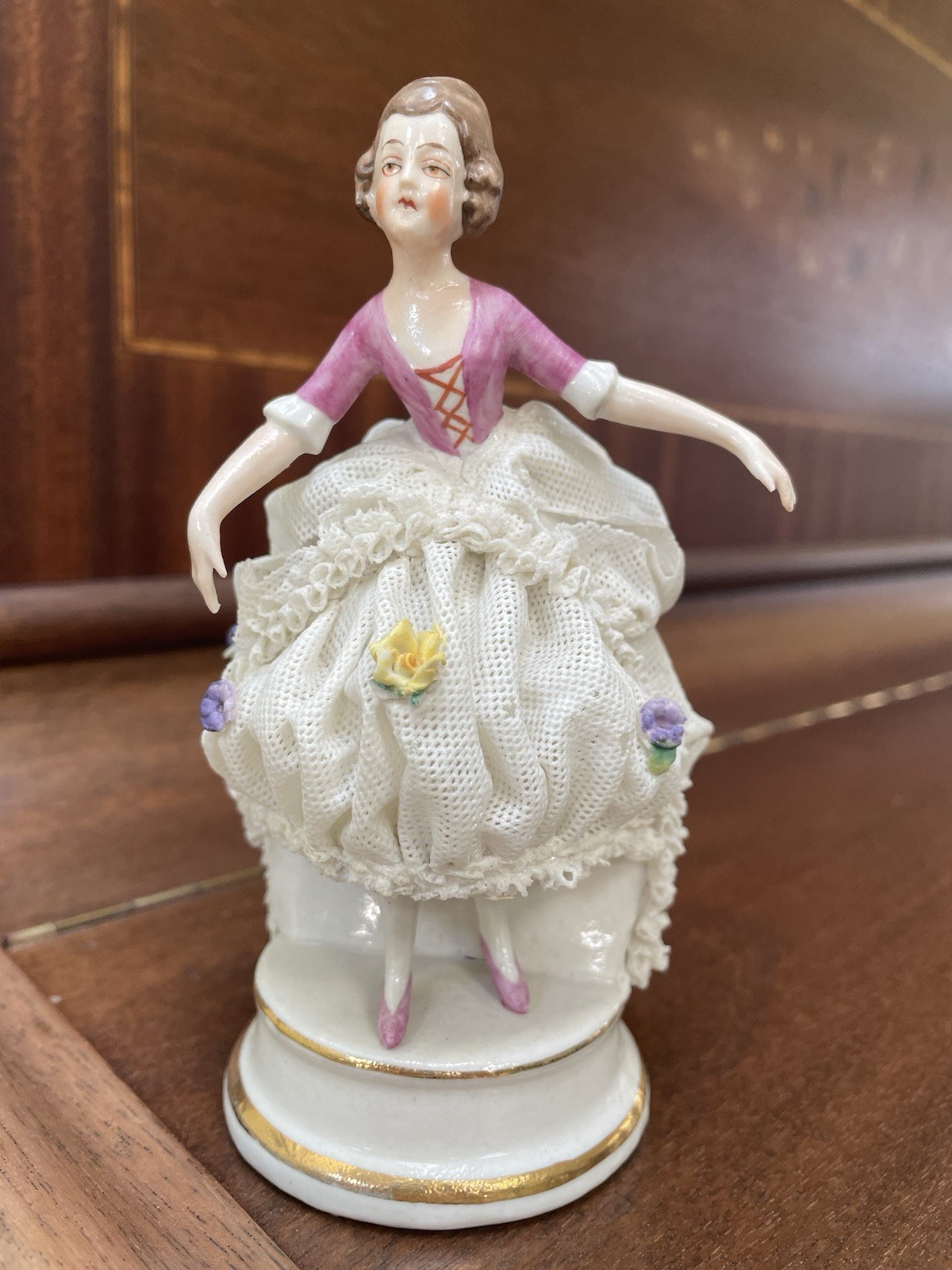 Dresden Vintage Porcelain Lace Figurine Woman