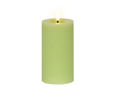LED Kerze mit Timerfunktion 7x15cm Wachs flacker Flamme Batteriebetrieben Grün - Bild 1 von 4