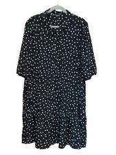 In The Style Plus Size 24 Black White Spot Short Sleeve Collared Flare Dress