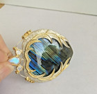 Heart Shaped Rainbow Flash Labradorite sterling pendant marked   3" — photo 2