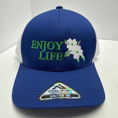 Enjoy Life Dogwood Embroidered Hat Cap Blue Pacific Headwear P114 Adult Mesh 