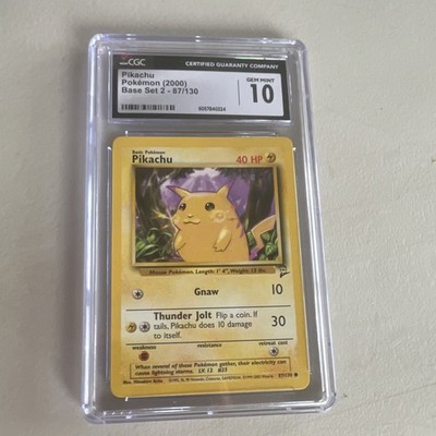 CGC 10 Pikachu 87/130 Base Set 2 (2000) English Regular Common 40 HP