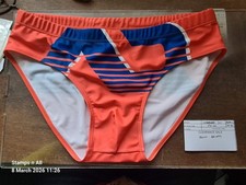 MENS Swim Briefs Red/Navy Blue Asian L, UK Size 34 inch PS-61