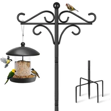 Bird Feeder Pole Stand Squirrel Proof 92 Inch Shepherds Hooks for Outdoor Heavy