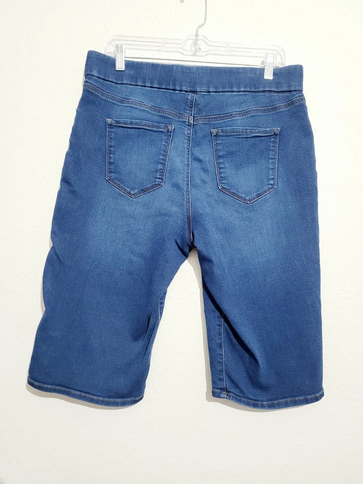 Pantalones Cortos Nine West Jeans Heidi Pull-On Skimmer Para Mujer Talla 12 Azul Elastizado Denim Foto 2 de 4