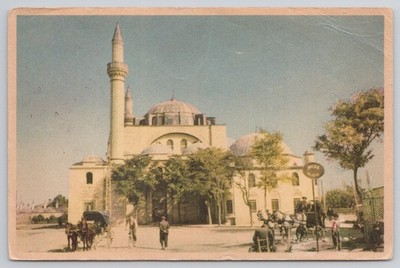 Selimiye Mosque Konya Turkey 1958 Air Mail Postcard Horse Carriages