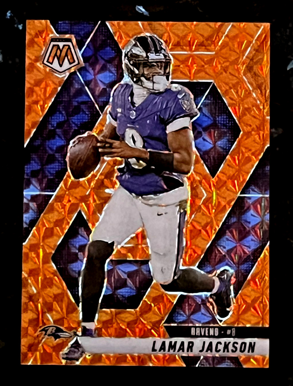 Lamar Jackson 2025 Panini Mosaic Orange Prizm 176/199 Baltimore Ravens #3