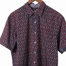 Nick Graham Everywhere Floral Button Up Shirt Mens Large Modern Fit Stretch SS