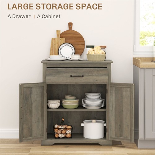 Kitchen Storage Cabinet Kitchen Cabinet Distressed Gray - Picture 3 of 7