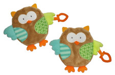 2 x TOPOMINI Eule Uhu in braun orange gr&uuml;n Schmusetuch Schnuffeltuch Kuscheltuch