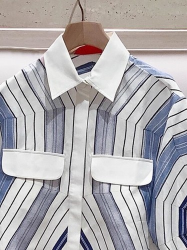 Women Sandro Collared Contrasting Short Sleeve Blouse Top - Bild 2 von 4