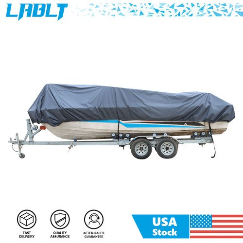 Trailerable Waterproof Boat Cover Gray Heavy 600D Marine Grade Polyester Canvas - Picture 4 of 10