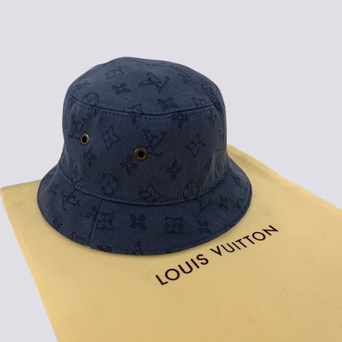 Louis Vuitton LV Monogram Reversible Bucket Hat Navy & Beige Size S
