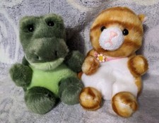 Aurora Palm Pals Lot Two 2 Orange Kitty Tabby Alligator Crocodile Plush Cute