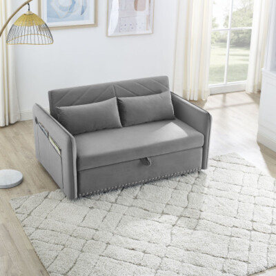 3 in 1 Convertible Sleeper Loveseat, Sofa Couch With Pullout Bed and USB Port