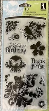 NEW Inkadinkado NOSTALGIA 10 Piece Cling Stamp Set