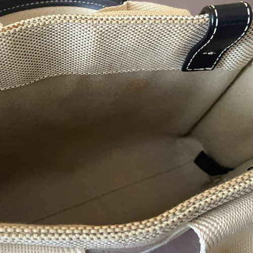 Auth Chloe Woody Medium Tote Bag Hand Bag Beige × White Canvas Calfskin Used - Picture 7 of 9